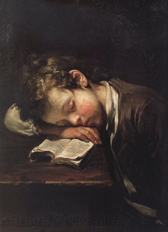 Jean Baptiste Greuze la petit paresseux Norge oil painting art